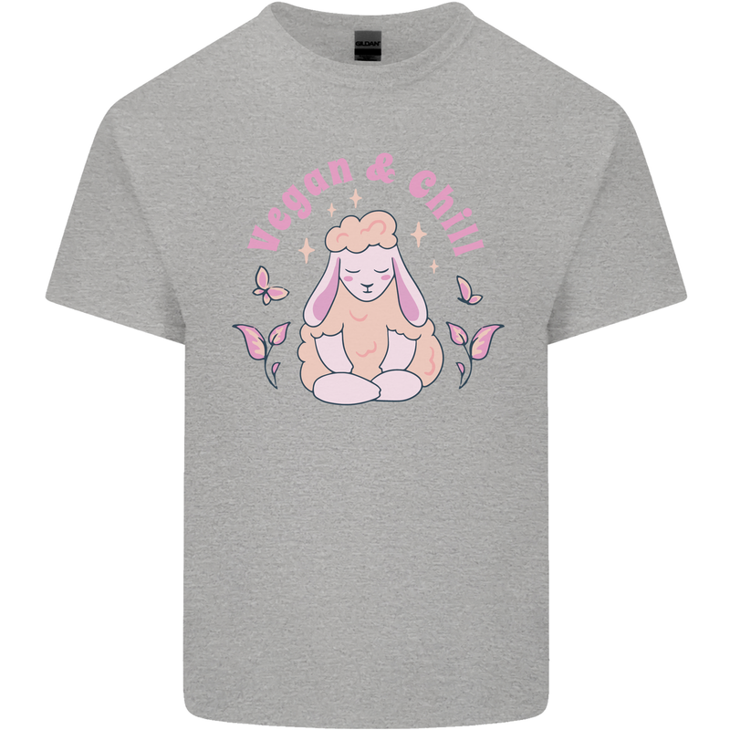 Vegan & Chill Meditation Yoga Spiritual Kids T-Shirt Childrens Sports Grey