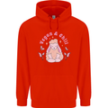 Vegan & Chill Meditation Yoga Spiritual Mens 80% Cotton Hoodie Bright Red