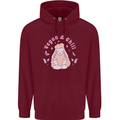 Vegan & Chill Meditation Yoga Spiritual Mens 80% Cotton Hoodie Maroon