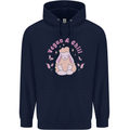 Vegan & Chill Meditation Yoga Spiritual Mens 80% Cotton Hoodie Navy Blue