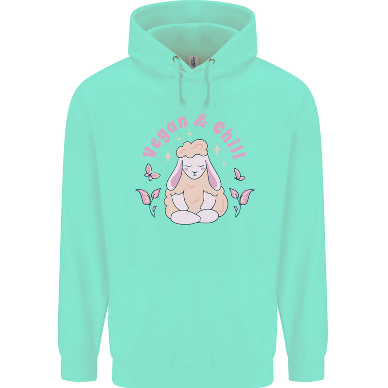 Vegan & Chill Meditation Yoga Spiritual Mens 80% Cotton Hoodie Peppermint