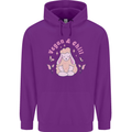 Vegan & Chill Meditation Yoga Spiritual Mens 80% Cotton Hoodie Purple