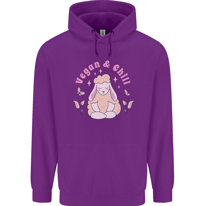 Vegan & Chill Meditation Yoga Spiritual Mens 80% Cotton Hoodie Purple