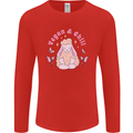 Vegan & Chill Meditation Yoga Spiritual Mens Long Sleeve T-Shirt Red