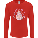 Vegan & Chill Meditation Yoga Spiritual Mens Long Sleeve T-Shirt Red