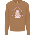 Vegan & Chill Meditation Yoga Spiritual Mens Sweatshirt Jumper Caramel Latte