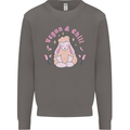 Vegan & Chill Meditation Yoga Spiritual Mens Sweatshirt Jumper Charcoal