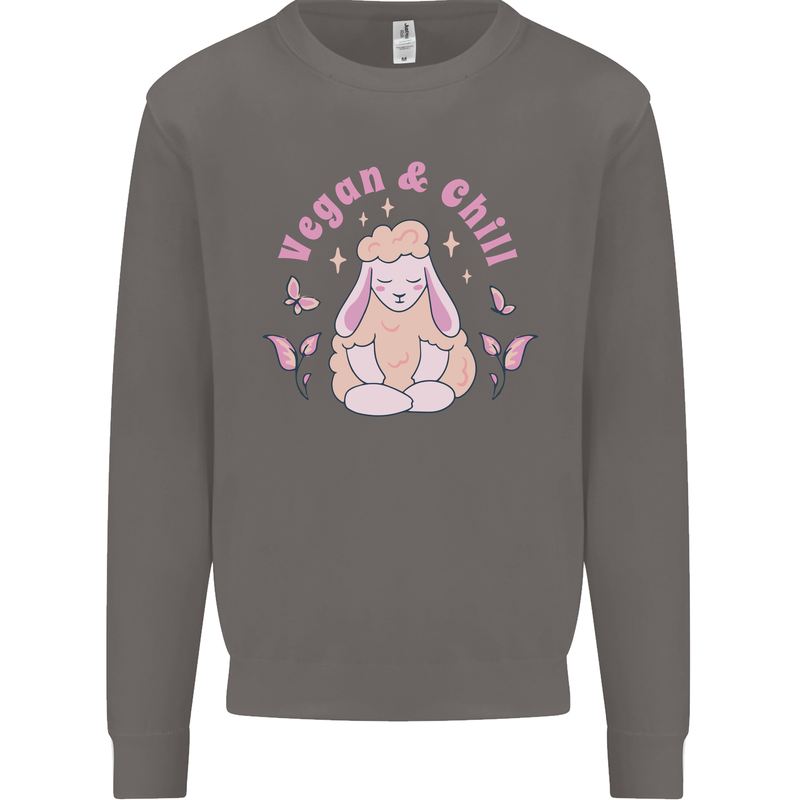 Vegan & Chill Meditation Yoga Spiritual Mens Sweatshirt Jumper Charcoal