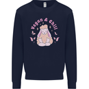 Vegan & Chill Meditation Yoga Spiritual Mens Sweatshirt Jumper Navy Blue