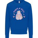 Vegan & Chill Meditation Yoga Spiritual Mens Sweatshirt Jumper Royal Blue