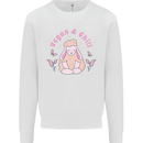 Vegan & Chill Meditation Yoga Spiritual Mens Sweatshirt Jumper White