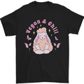 Vegan & Chill Meditation Yoga Spiritual Mens T-Shirt 100% Cotton Black