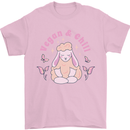 Vegan & Chill Meditation Yoga Spiritual Mens T-Shirt 100% Cotton Light Pink