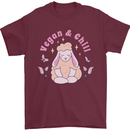 Vegan & Chill Meditation Yoga Spiritual Mens T-Shirt 100% Cotton Maroon