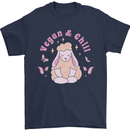 Vegan & Chill Meditation Yoga Spiritual Mens T-Shirt 100% Cotton Navy Blue
