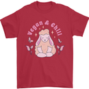 Vegan & Chill Meditation Yoga Spiritual Mens T-Shirt 100% Cotton Red
