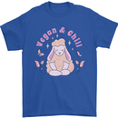 Vegan & Chill Meditation Yoga Spiritual Mens T-Shirt 100% Cotton Royal Blue