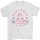 Vegan & Chill Meditation Yoga Spiritual Mens T-Shirt 100% Cotton White