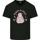 Vegan & Chill Meditation Yoga Spiritual Mens V-Neck Cotton T-Shirt Black