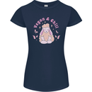 Vegan & Chill Meditation Yoga Spiritual Womens Petite Cut T-Shirt Navy Blue
