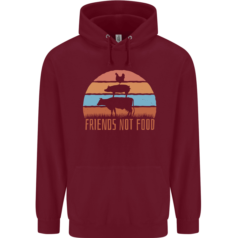 Vegetarian Animals Friends Not Food Vegan 2 Childrens Kids Hoodie Maroon