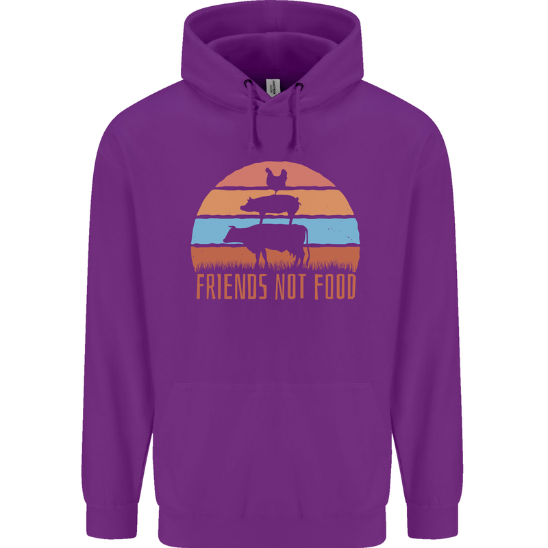 Vegetarian Animals Friends Not Food Vegan 2 Childrens Kids Hoodie Purple