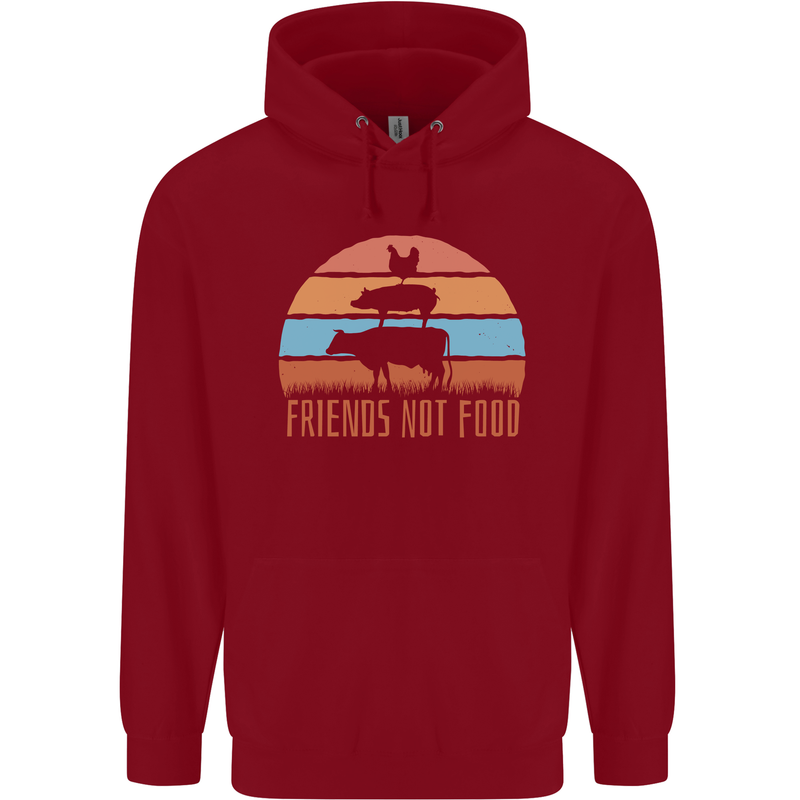 Vegetarian Animals Friends Not Food Vegan 2 Childrens Kids Hoodie Red