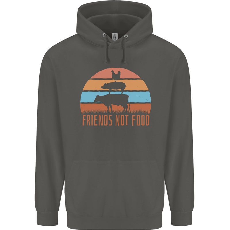 Vegetarian Animals Friends Not Food Vegan 2 Childrens Kids Hoodie Storm Grey