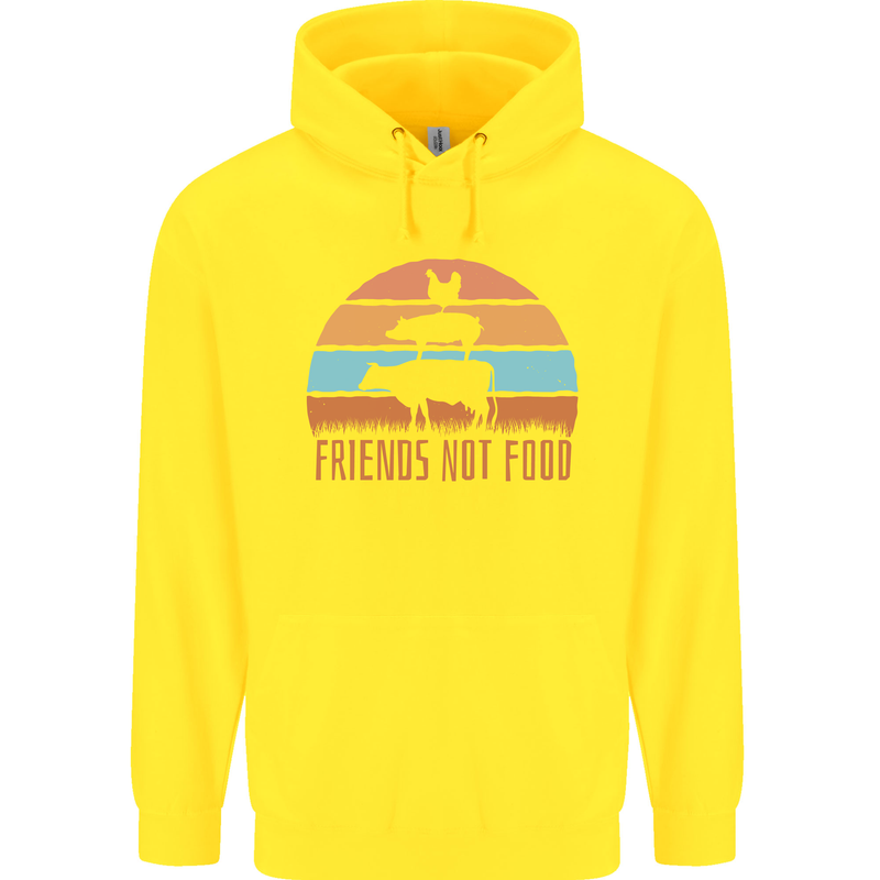 Vegetarian Animals Friends Not Food Vegan 2 Childrens Kids Hoodie Yellow