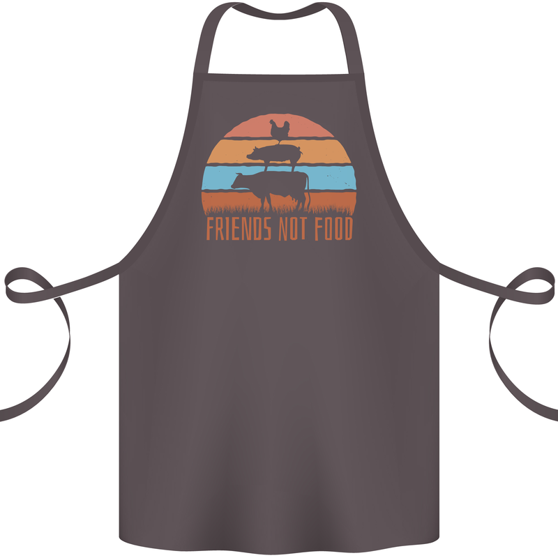 Vegetarian Animals Friends Not Food Vegan 2 Cotton Apron 100% Organic Dark Grey