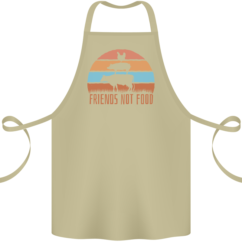Vegetarian Animals Friends Not Food Vegan 2 Cotton Apron 100% Organic Khaki