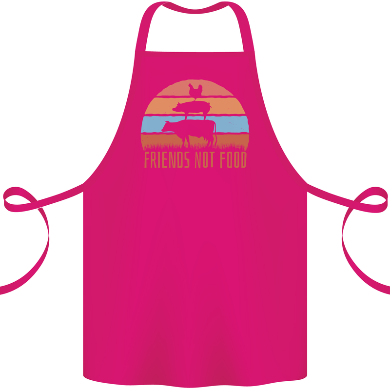 Vegetarian Animals Friends Not Food Vegan 2 Cotton Apron 100% Organic Pink