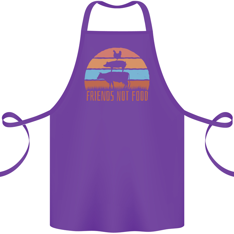 Vegetarian Animals Friends Not Food Vegan 2 Cotton Apron 100% Organic Purple