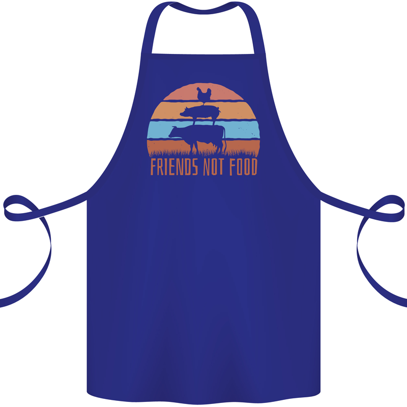 Vegetarian Animals Friends Not Food Vegan 2 Cotton Apron 100% Organic Royal Blue