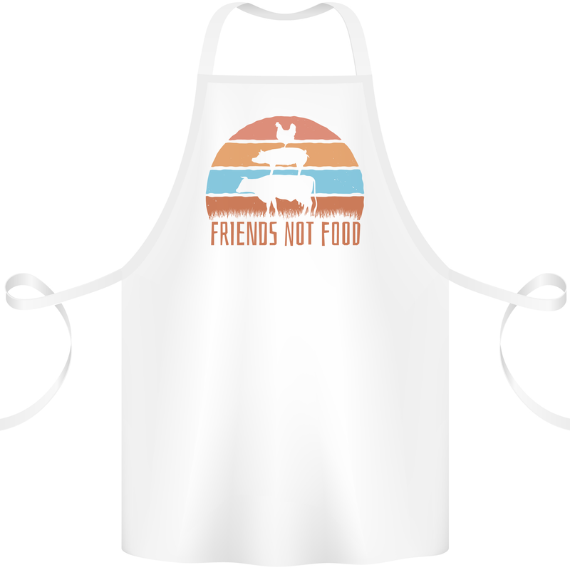 Vegetarian Animals Friends Not Food Vegan 2 Cotton Apron 100% Organic White