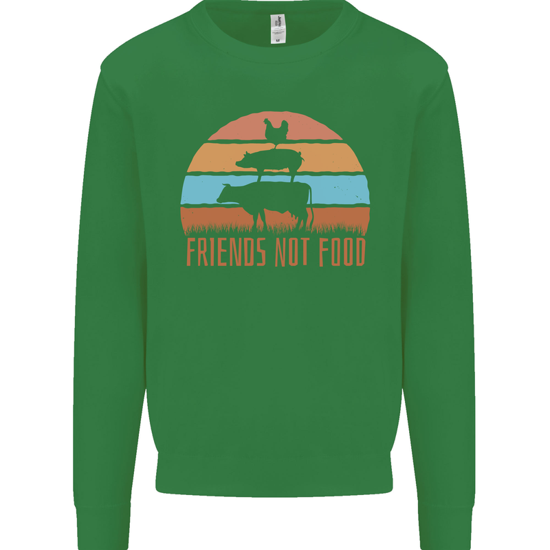 Vegetarian Animals Friends Not Food Vegan 2 Kids Sweatshirt Jumper Irish Green