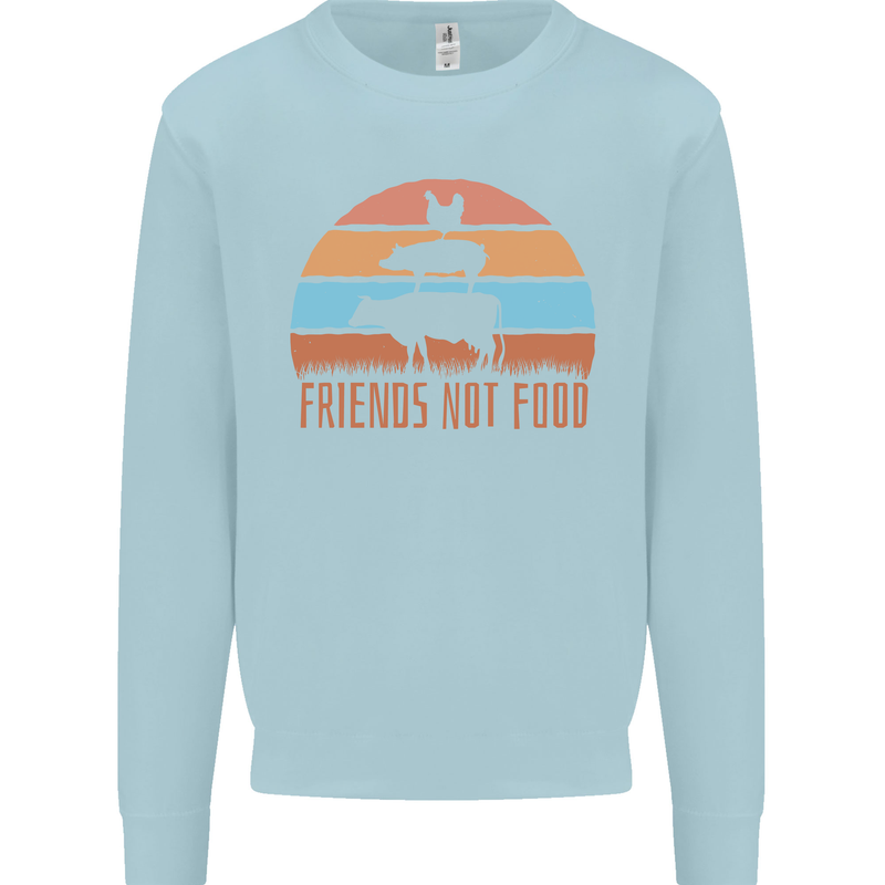 Vegetarian Animals Friends Not Food Vegan 2 Kids Sweatshirt Jumper Light Blue