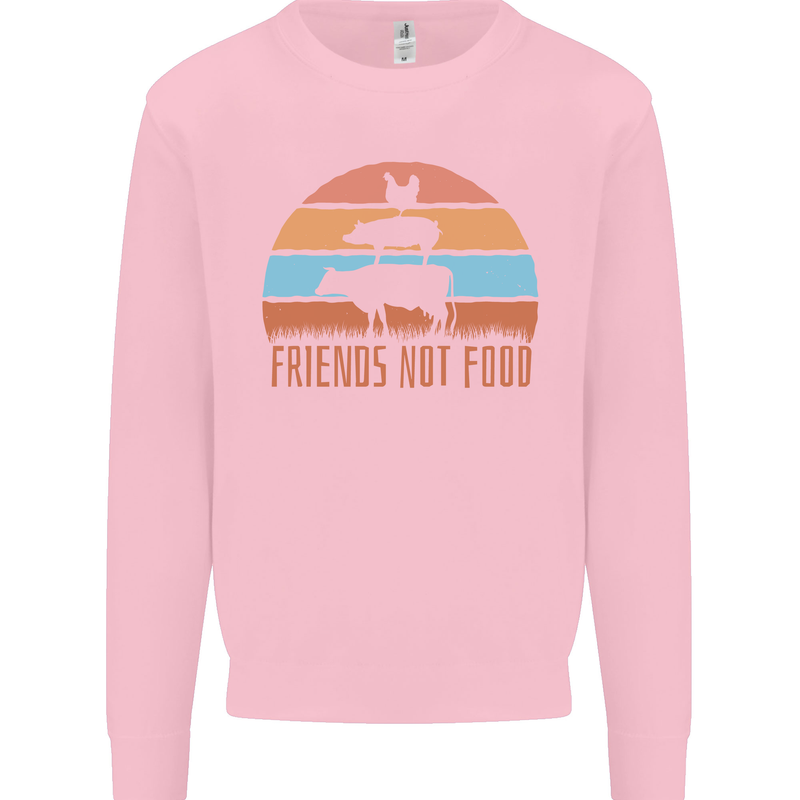 Vegetarian Animals Friends Not Food Vegan 2 Kids Sweatshirt Jumper Light Pink