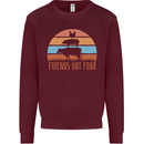 Vegetarian Animals Friends Not Food Vegan 2 Kids Sweatshirt Jumper Maroon
