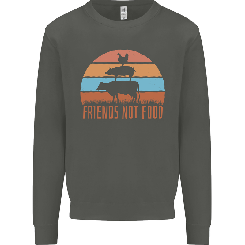 Vegetarian Animals Friends Not Food Vegan 2 Kids Sweatshirt Jumper Storm Grey