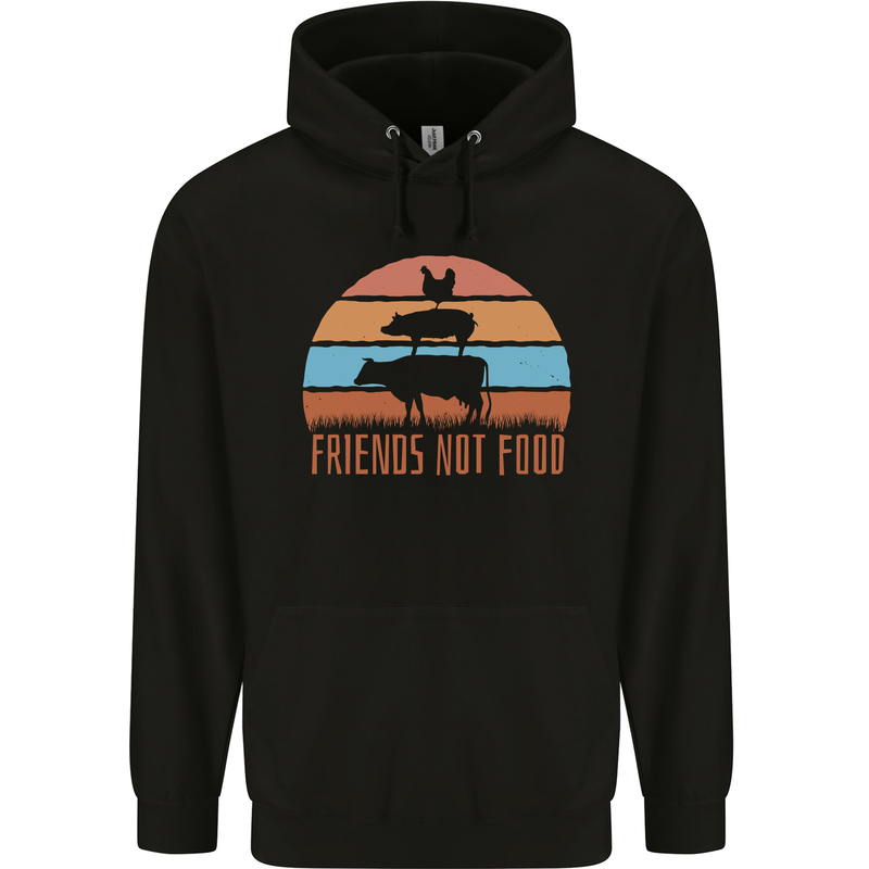 Vegetarian Animals Friends Not Food Vegan 2 Mens 80% Cotton Hoodie Black