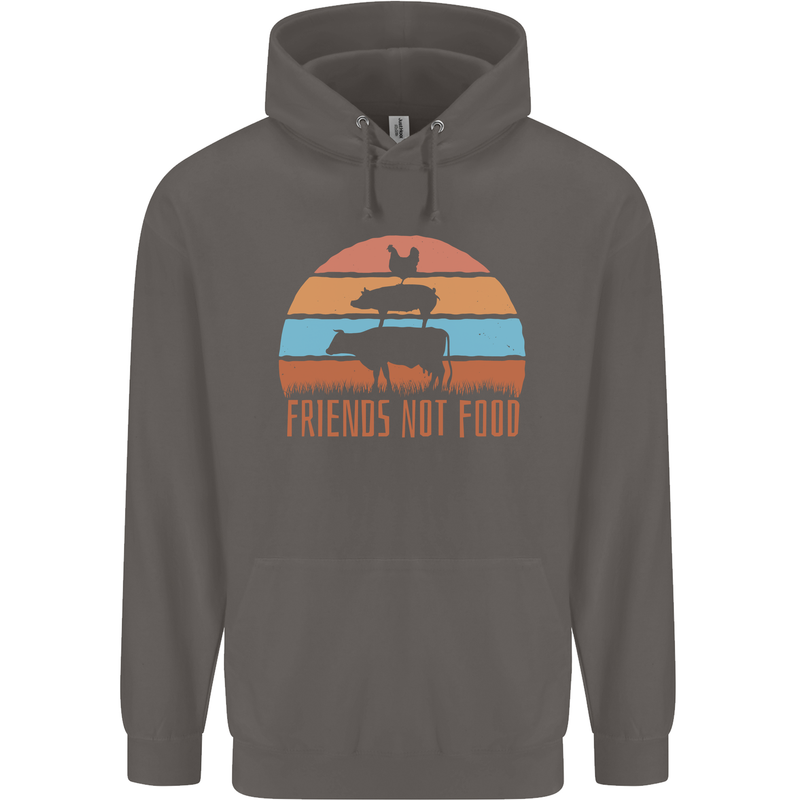 Vegetarian Animals Friends Not Food Vegan 2 Mens 80% Cotton Hoodie Charcoal