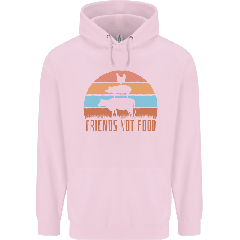 Vegetarian Animals Friends Not Food Vegan 2 Mens 80% Cotton Hoodie Light Pink
