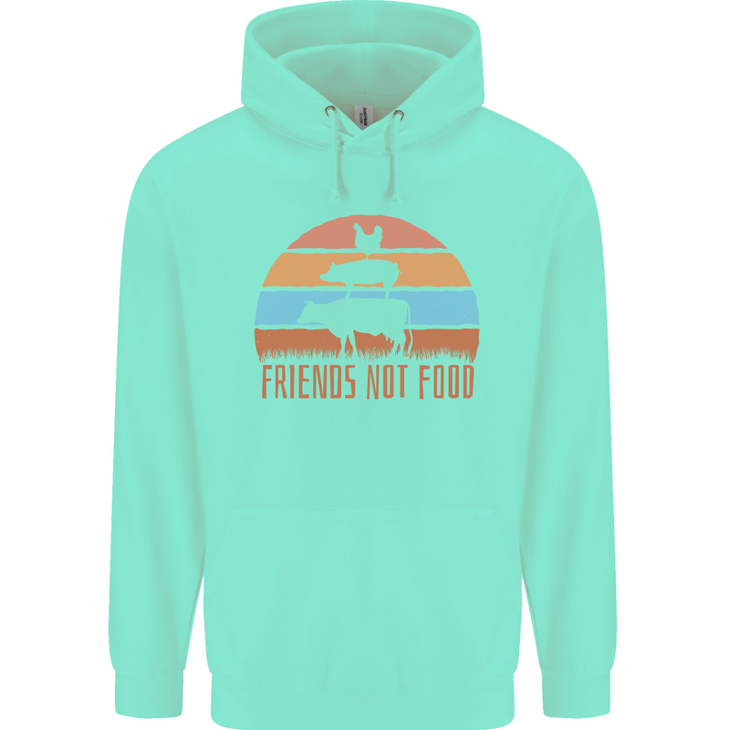 Vegetarian Animals Friends Not Food Vegan 2 Mens 80% Cotton Hoodie Peppermint