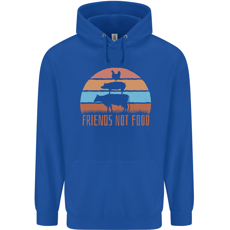Vegetarian Animals Friends Not Food Vegan 2 Mens 80% Cotton Hoodie Royal Blue