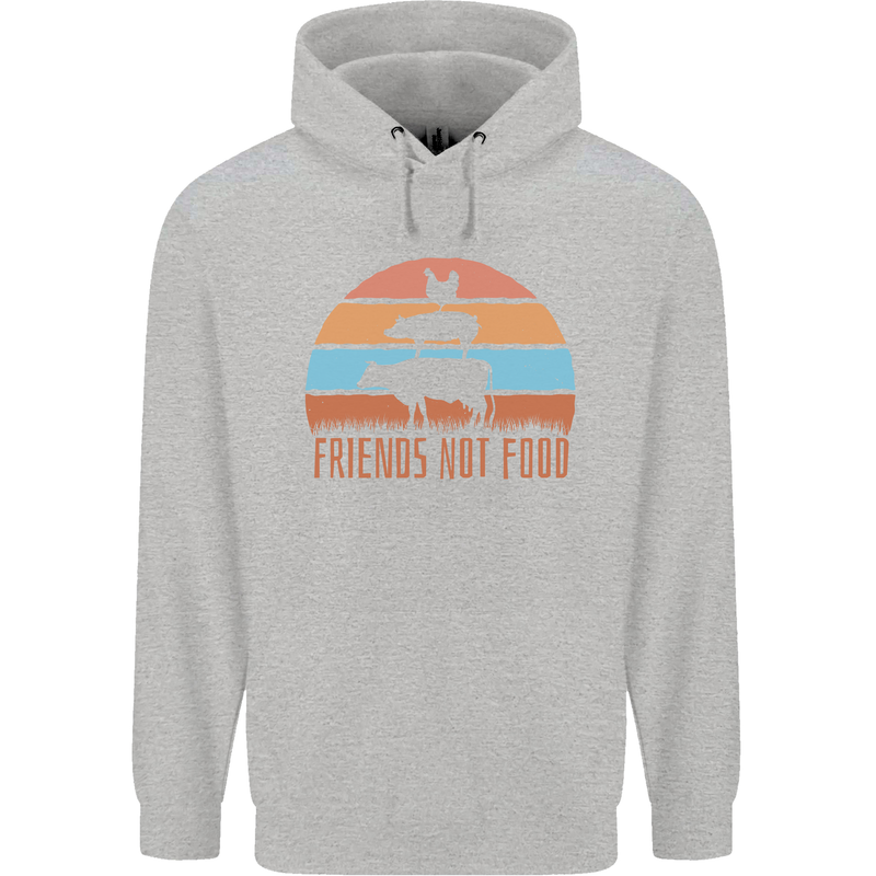 Vegetarian Animals Friends Not Food Vegan 2 Mens 80% Cotton Hoodie Sports Grey