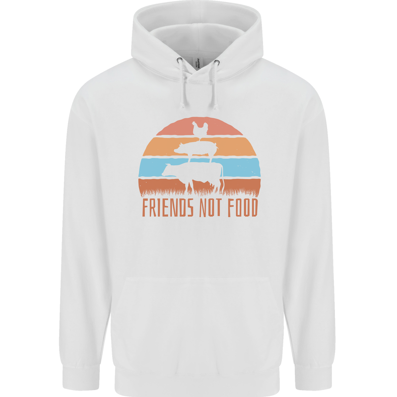Vegetarian Animals Friends Not Food Vegan 2 Mens 80% Cotton Hoodie White