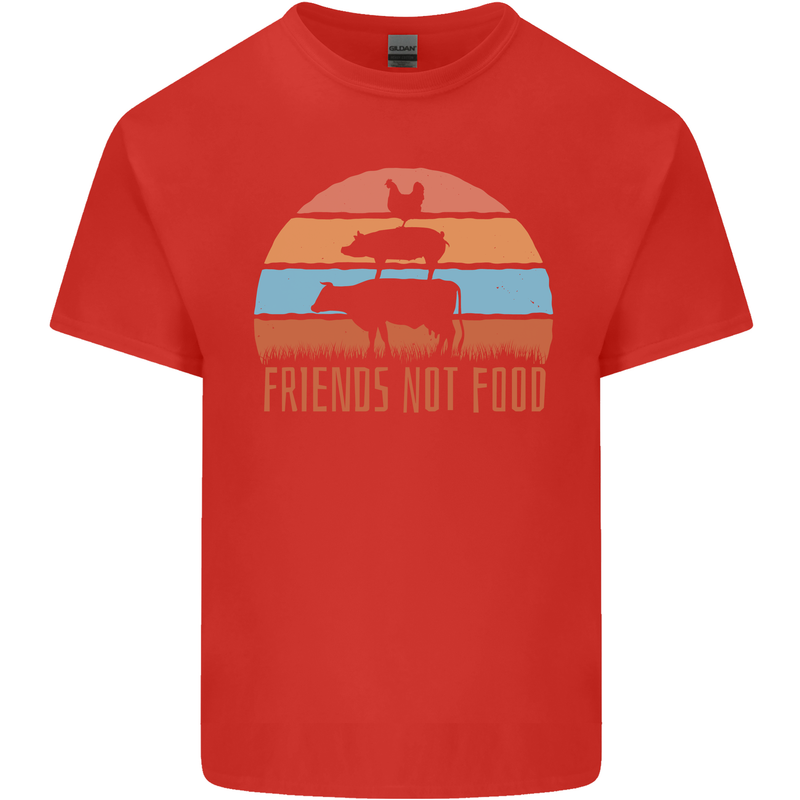 Vegetarian Animals Friends Not Food Vegan 2 Mens Cotton T-Shirt Tee Top Red