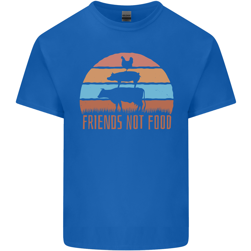 Vegetarian Animals Friends Not Food Vegan 2 Mens Cotton T-Shirt Tee Top Royal Blue