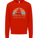 Vegetarian Animals Friends Not Food Vegan 2 Mens Sweatshirt Jumper Bright Red